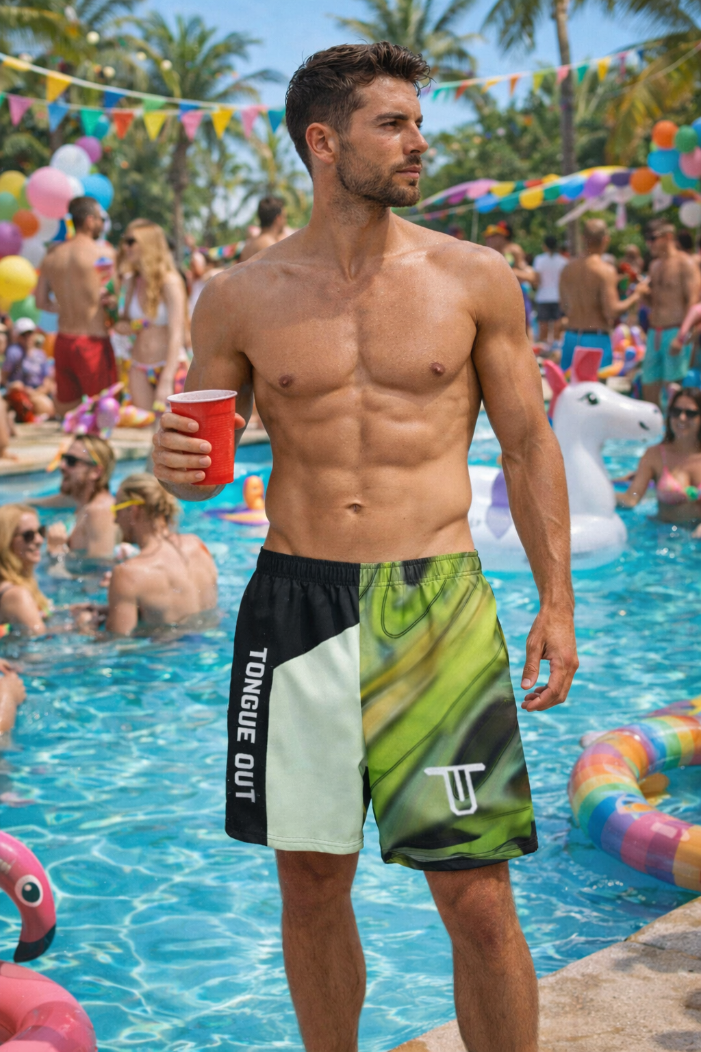 TONGUE OUT “GET WET” Boardshort Trunks
