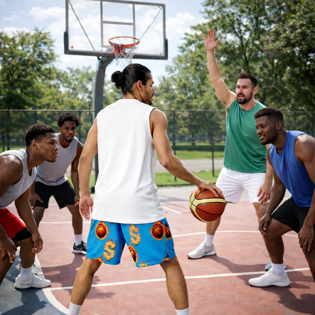 TONGUE OUT “HOOPS MONEY” Mesh Basketball Shorts